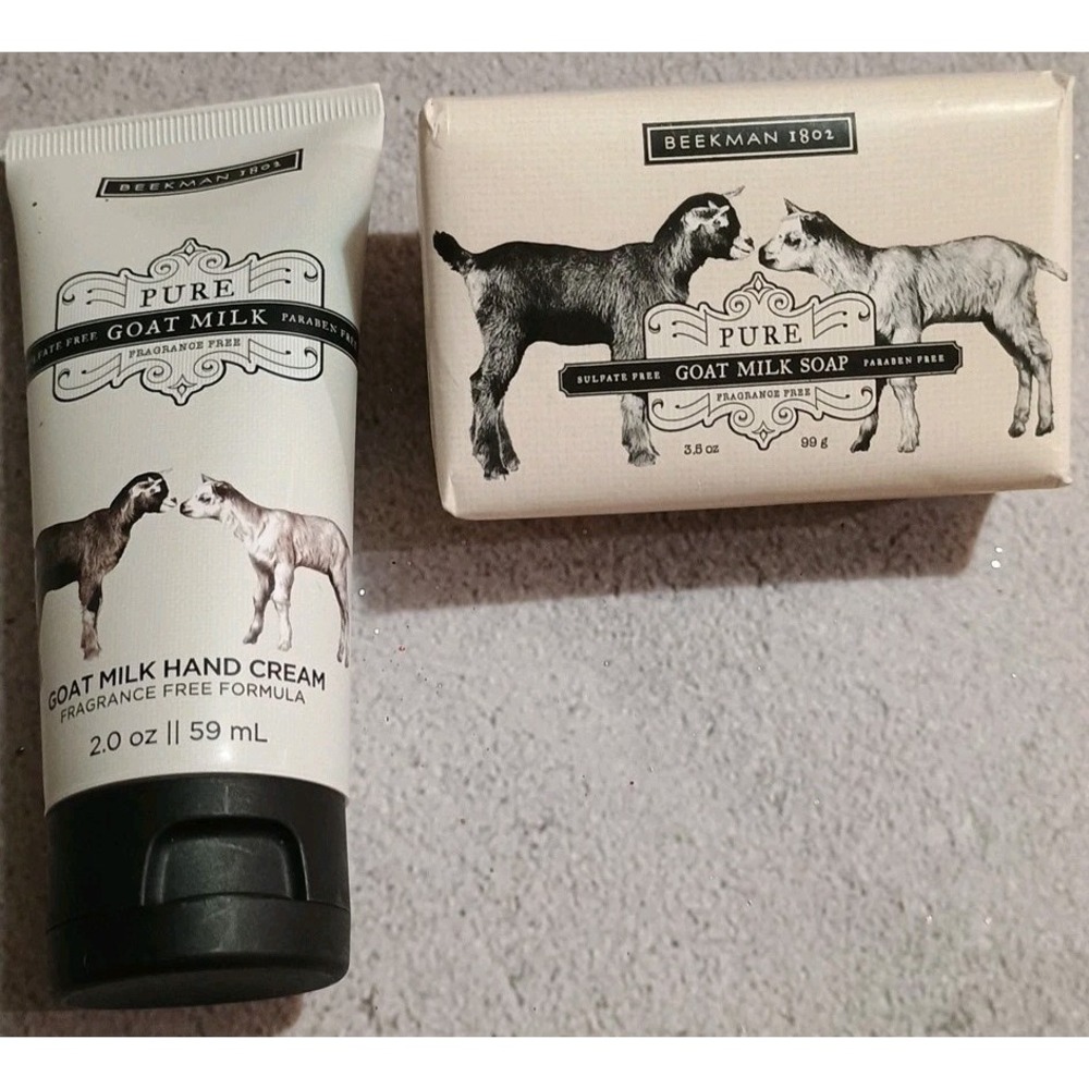 Beekman 1802 Pure Goat Milk Hand Cream 2 oz, & Bar Soap Fragrance Free New